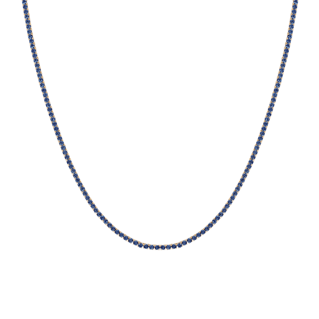 Lab Grown Blue Sapphire Tennis Necklace