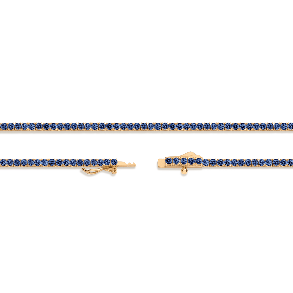 Lab Grown Blue Sapphire Tennis Necklace