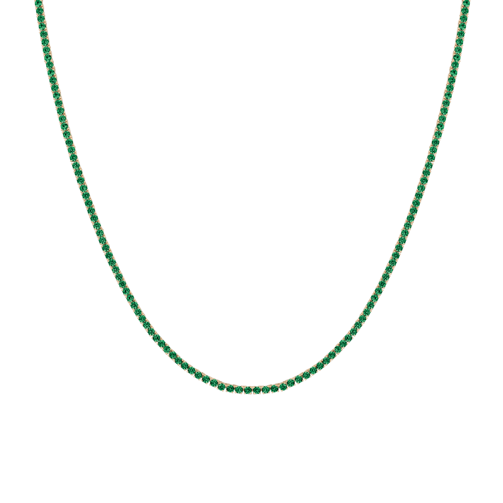Lab Grown Green Emerald Tennis Necklace