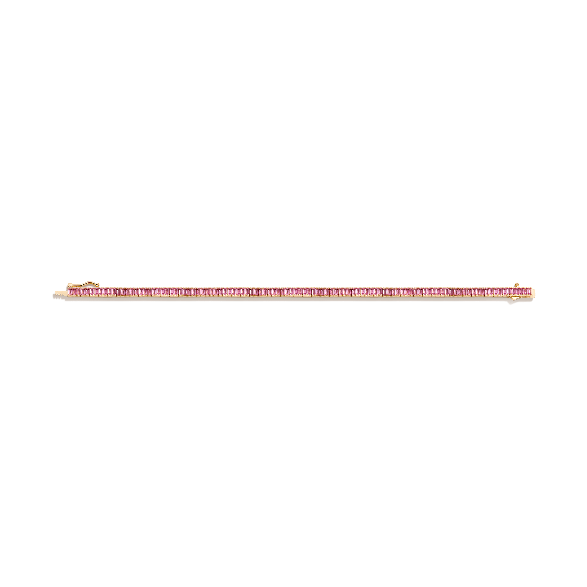 Lab Grown Pink Sapphire Baguette Tennis Bracelet