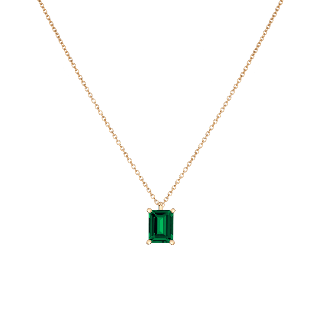 Emerald Gemstone Solitaire Necklace