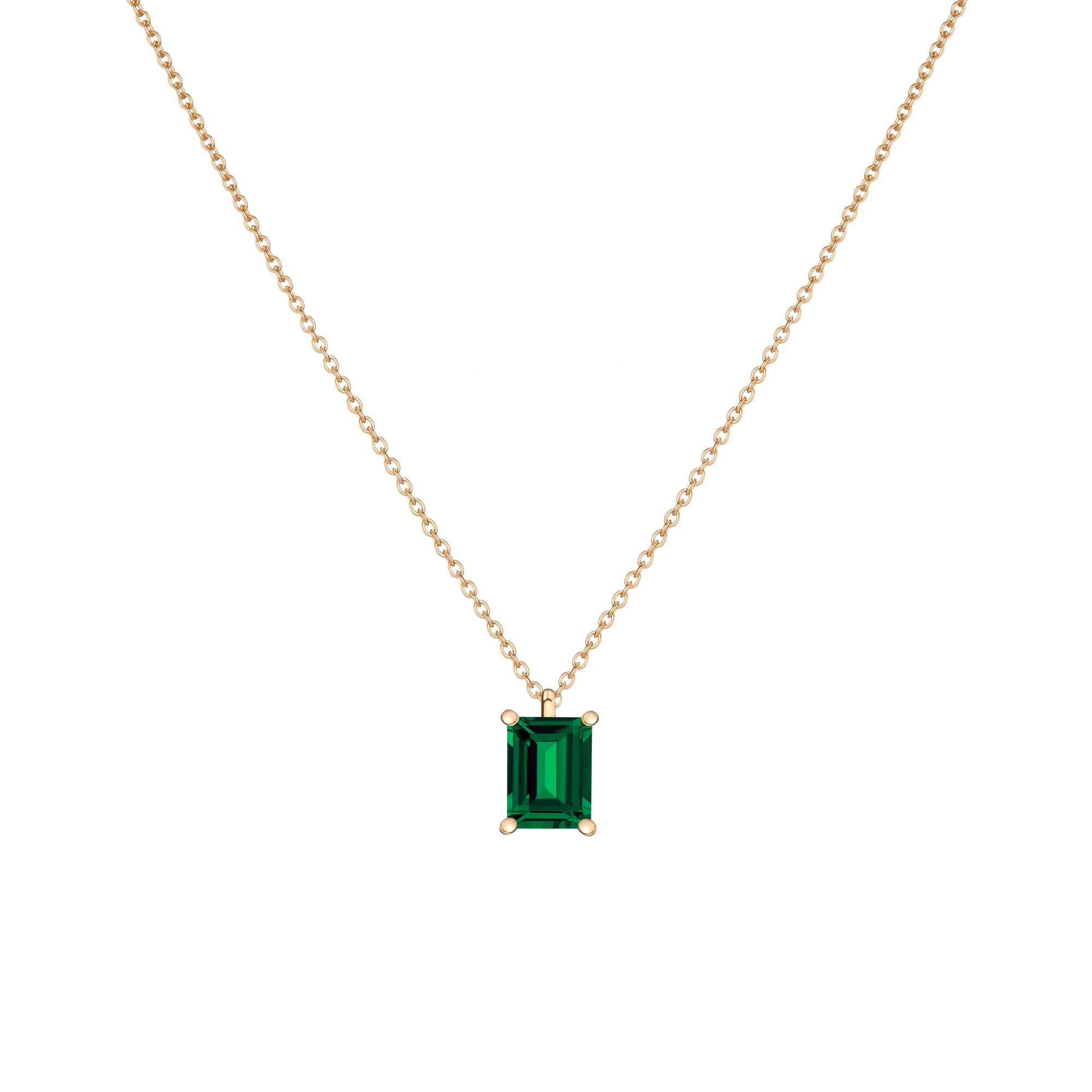 Emerald Gemstone Solitaire Necklace