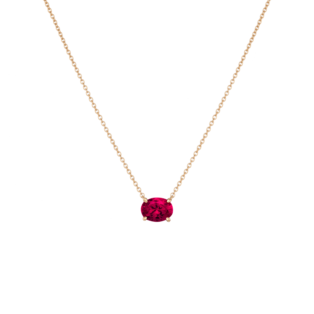 Oval Gemstone Solitaire Necklace