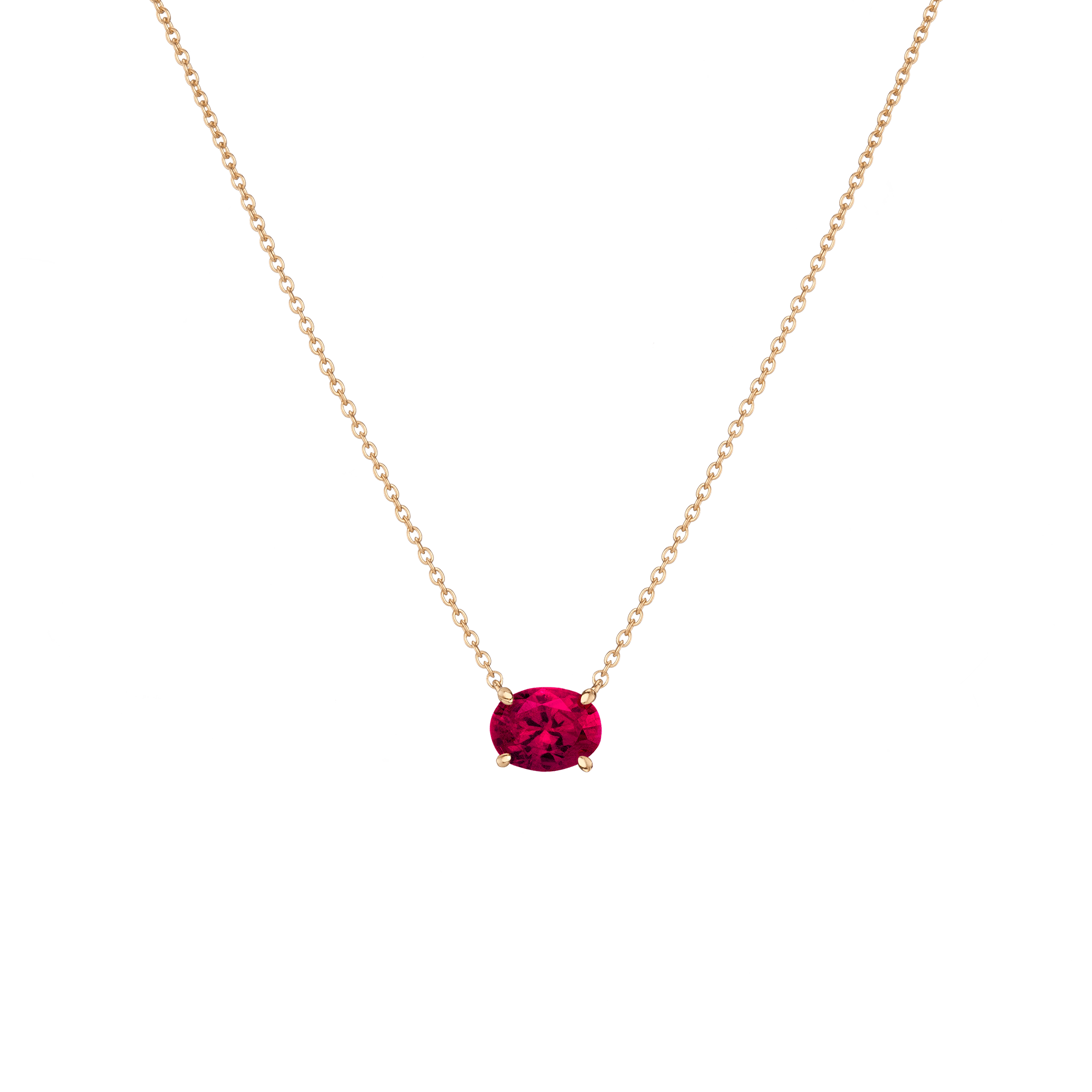 Oval Gemstone Solitaire Necklace
