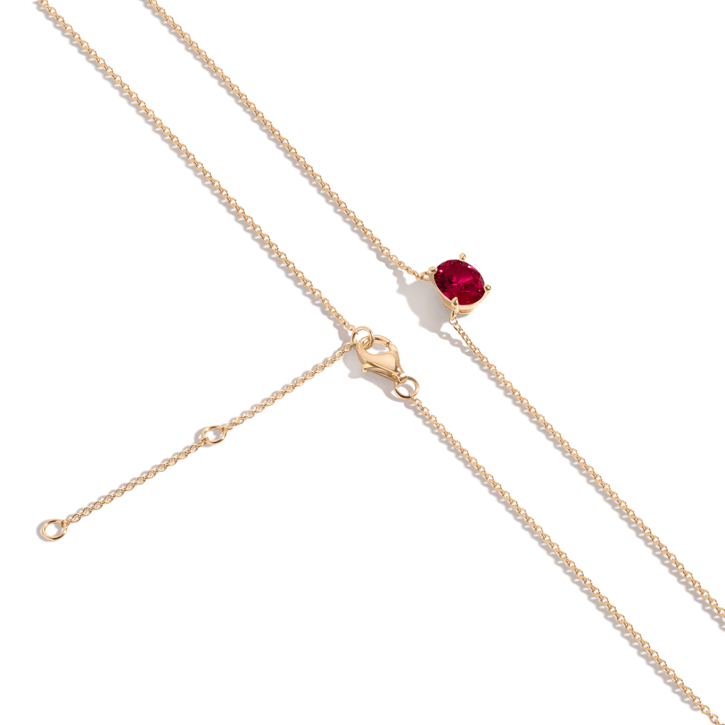 Oval Gemstone Solitaire Necklace
