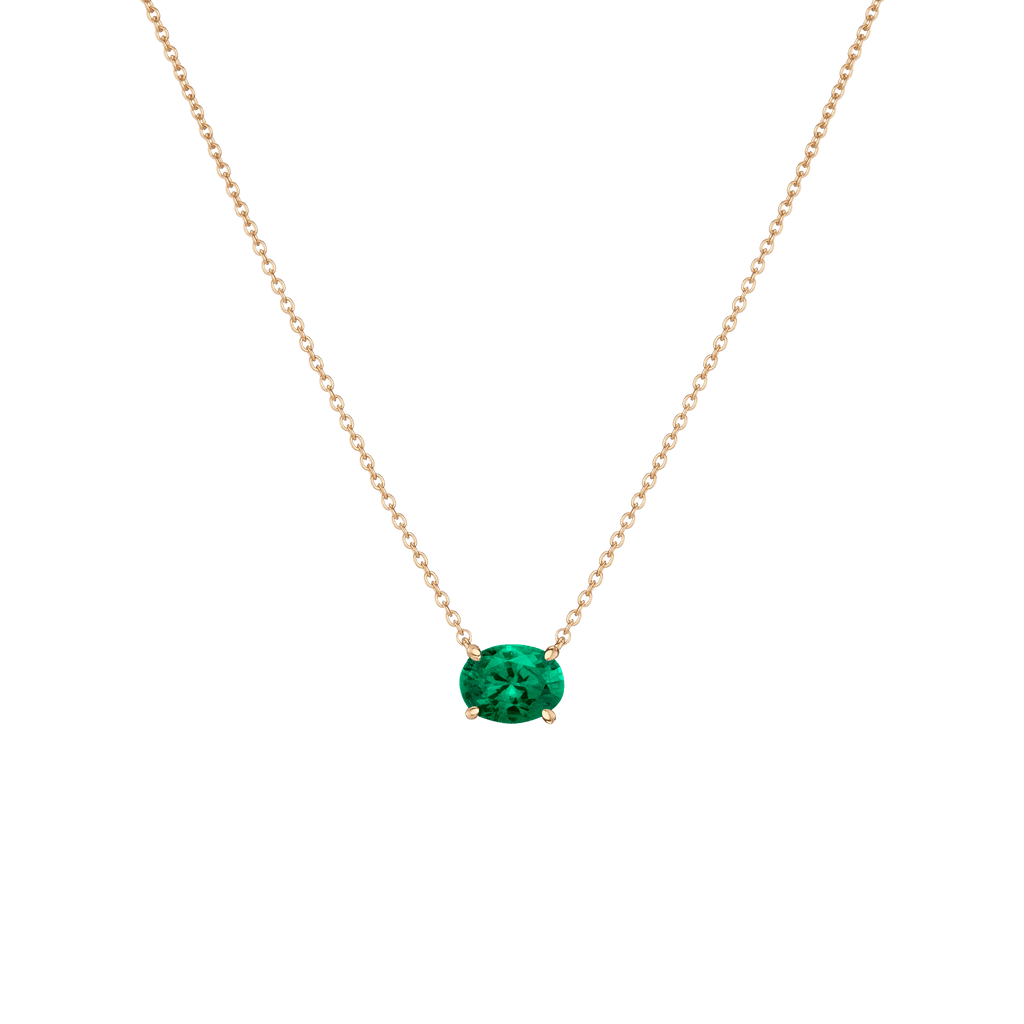 Oval Gemstone Solitaire Necklace