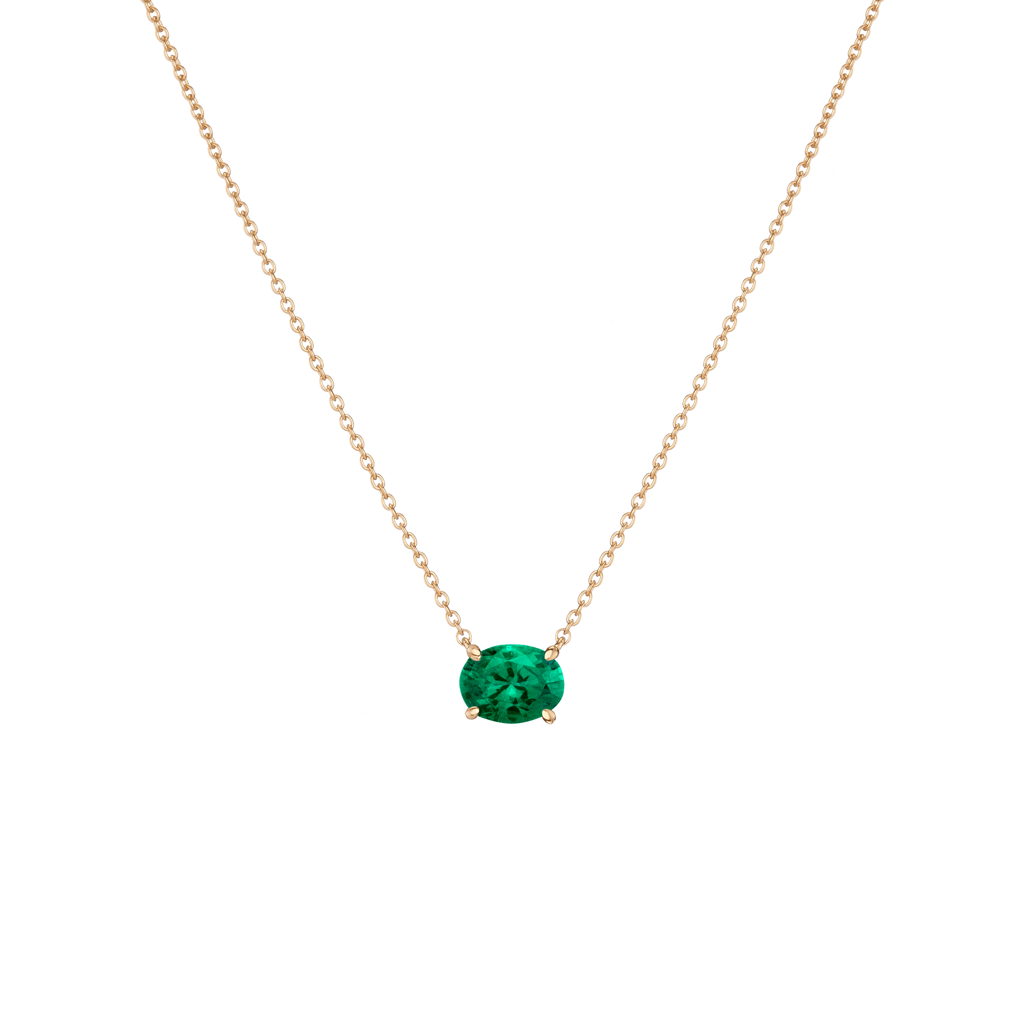 Oval Gemstone Solitaire Necklace