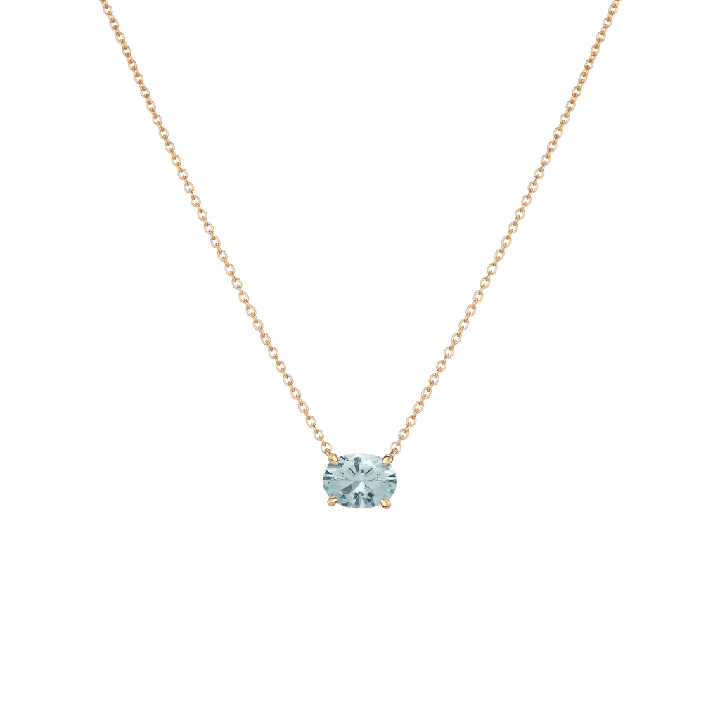 Oval Gemstone Solitaire Necklace