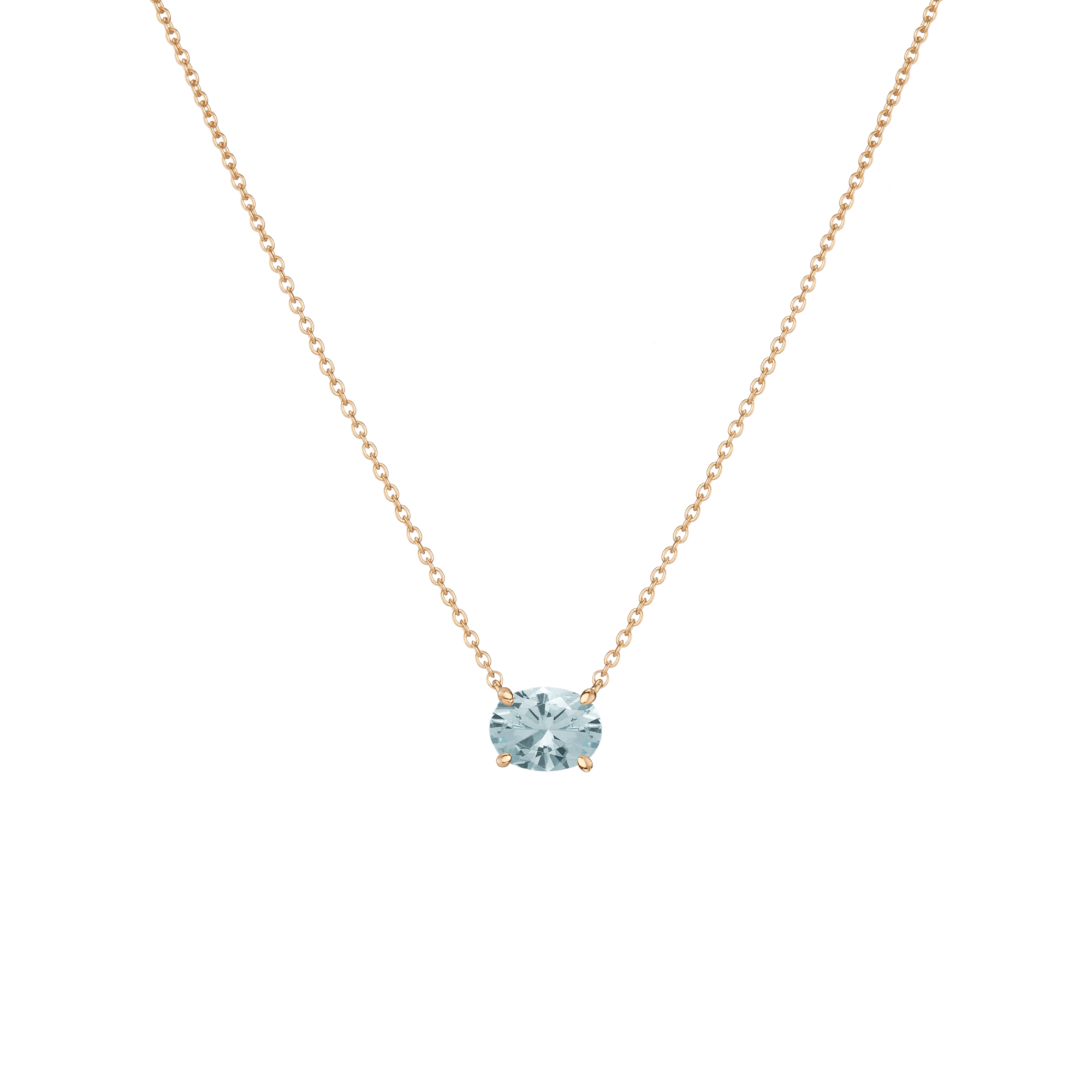 Oval Gemstone Solitaire Necklace