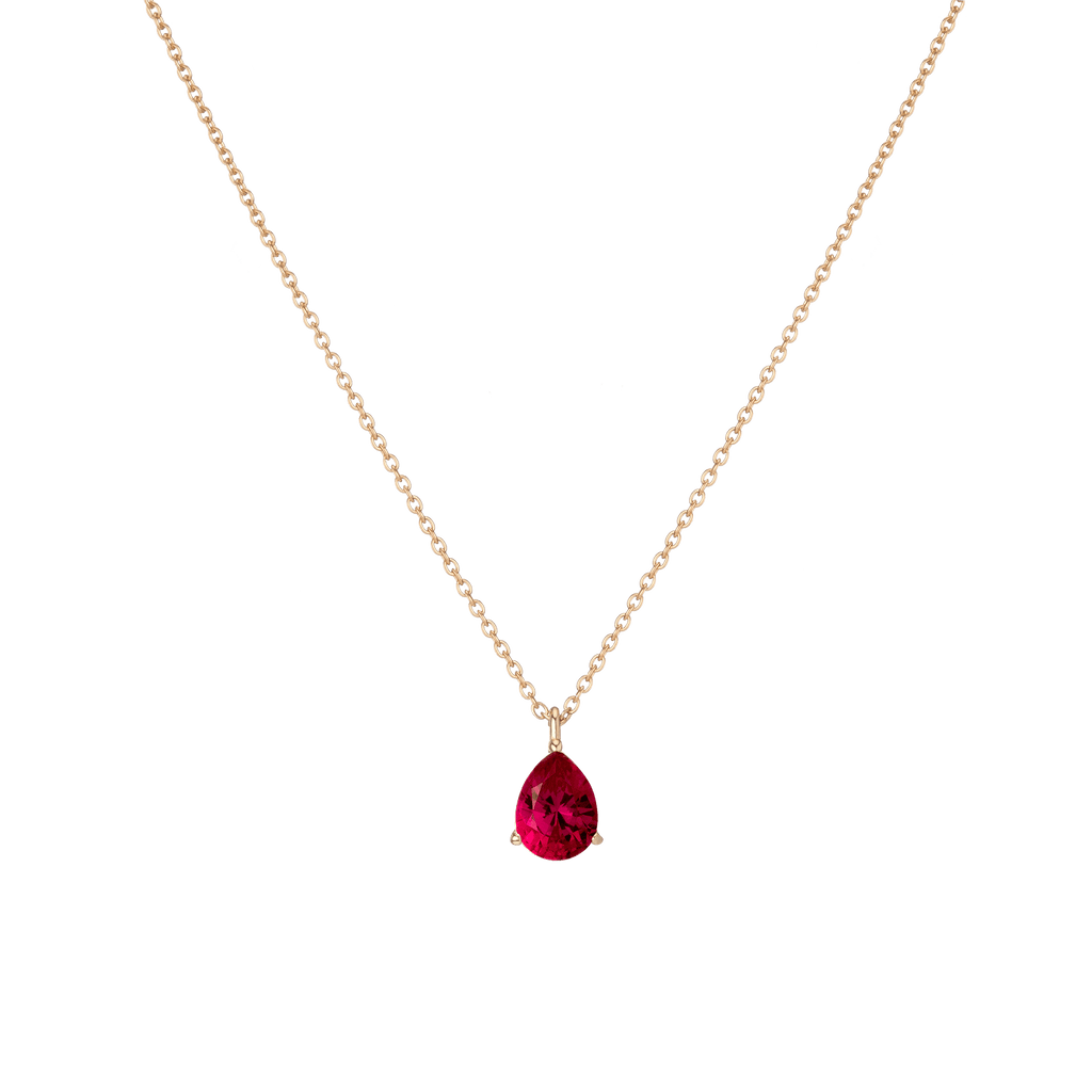 Pear Gemstone Solitaire Necklace
