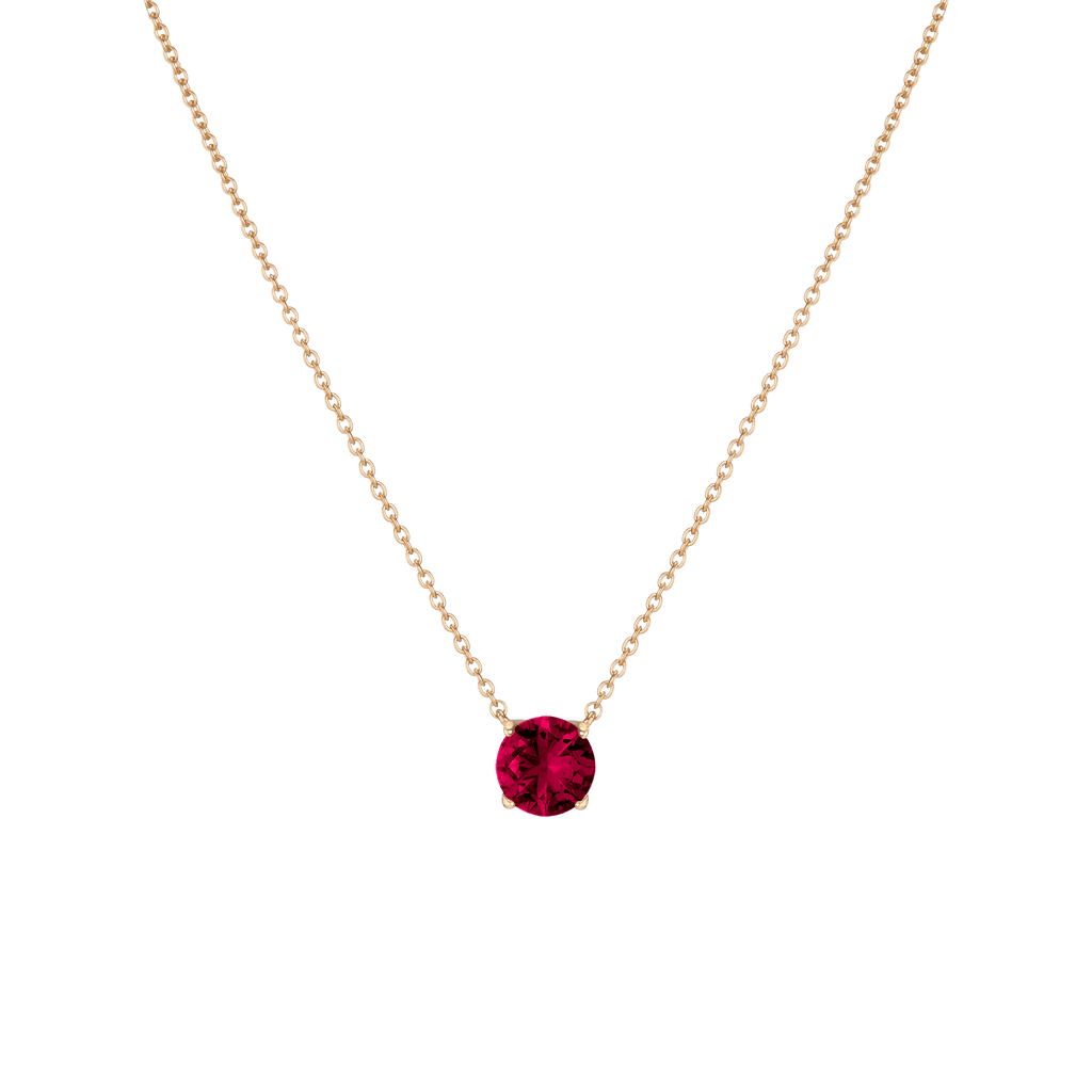 Round Gemstone Solitaire Necklace