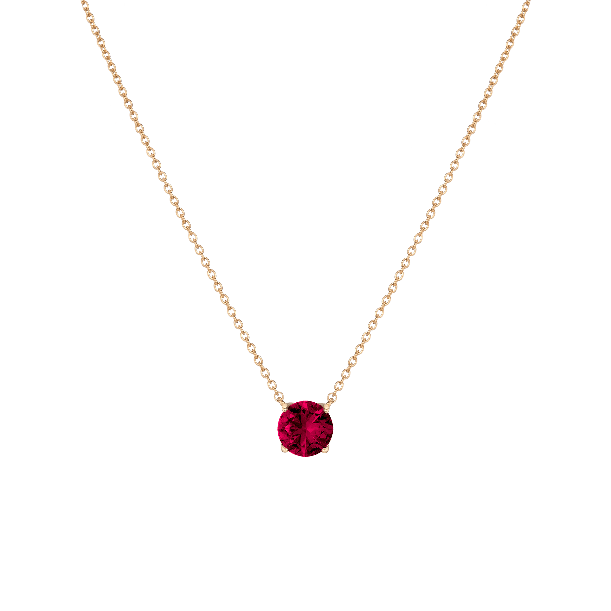 Round Gemstone Solitaire Necklace