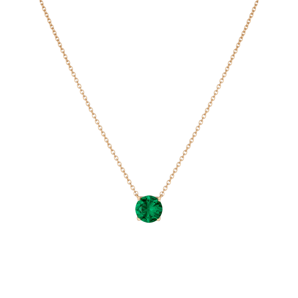 Round Gemstone Solitaire Necklace