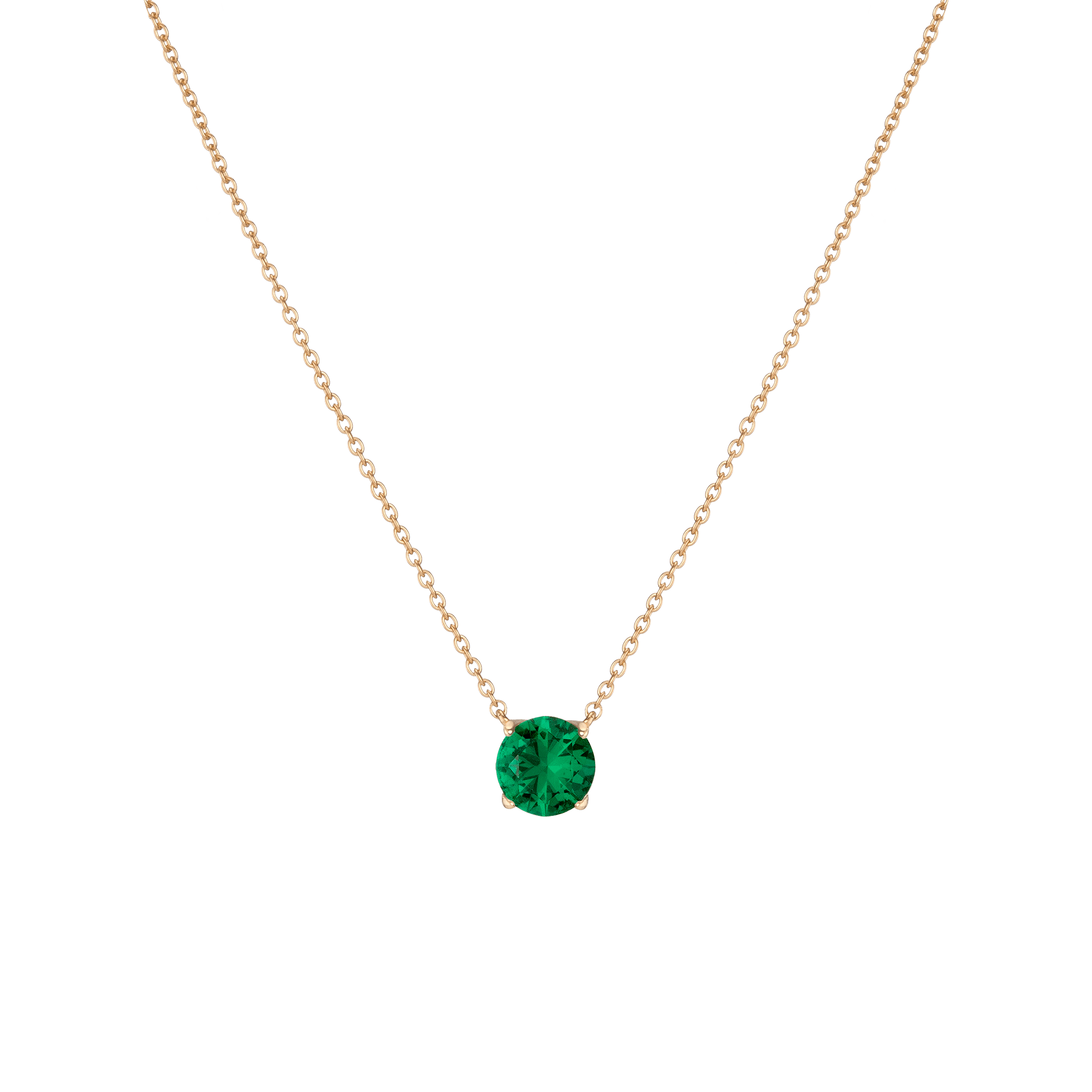 Round Gemstone Solitaire Necklace
