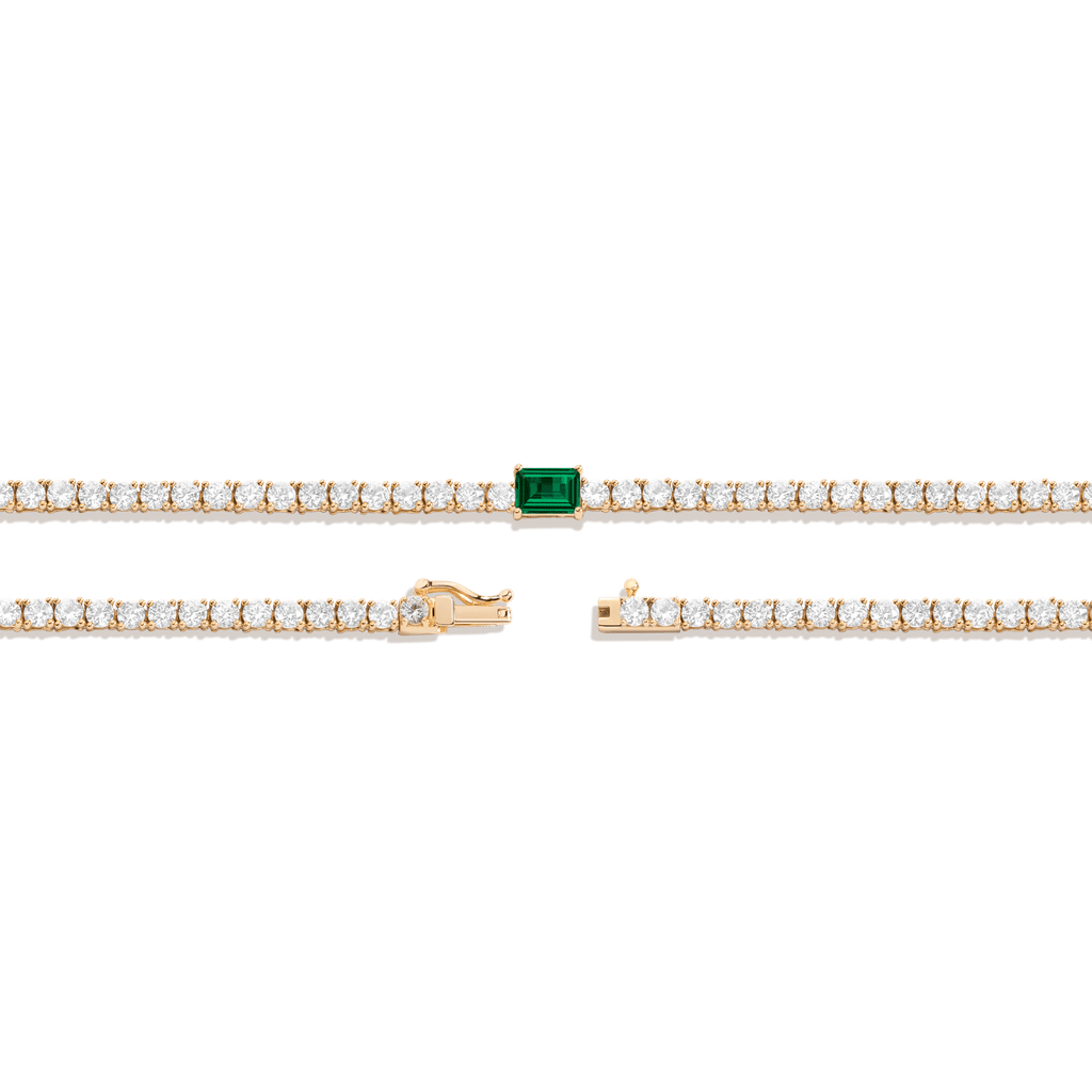 Lab Grown White Sapphire Tennis Necklace with Emerald