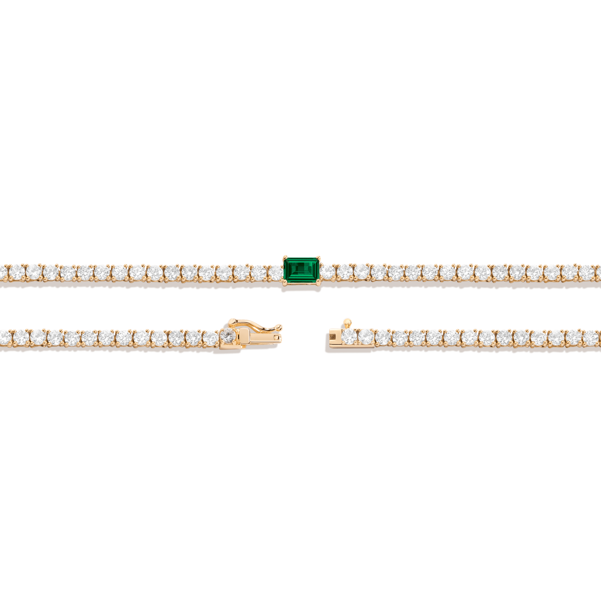 Lab Grown White Sapphire Tennis Necklace with Emerald