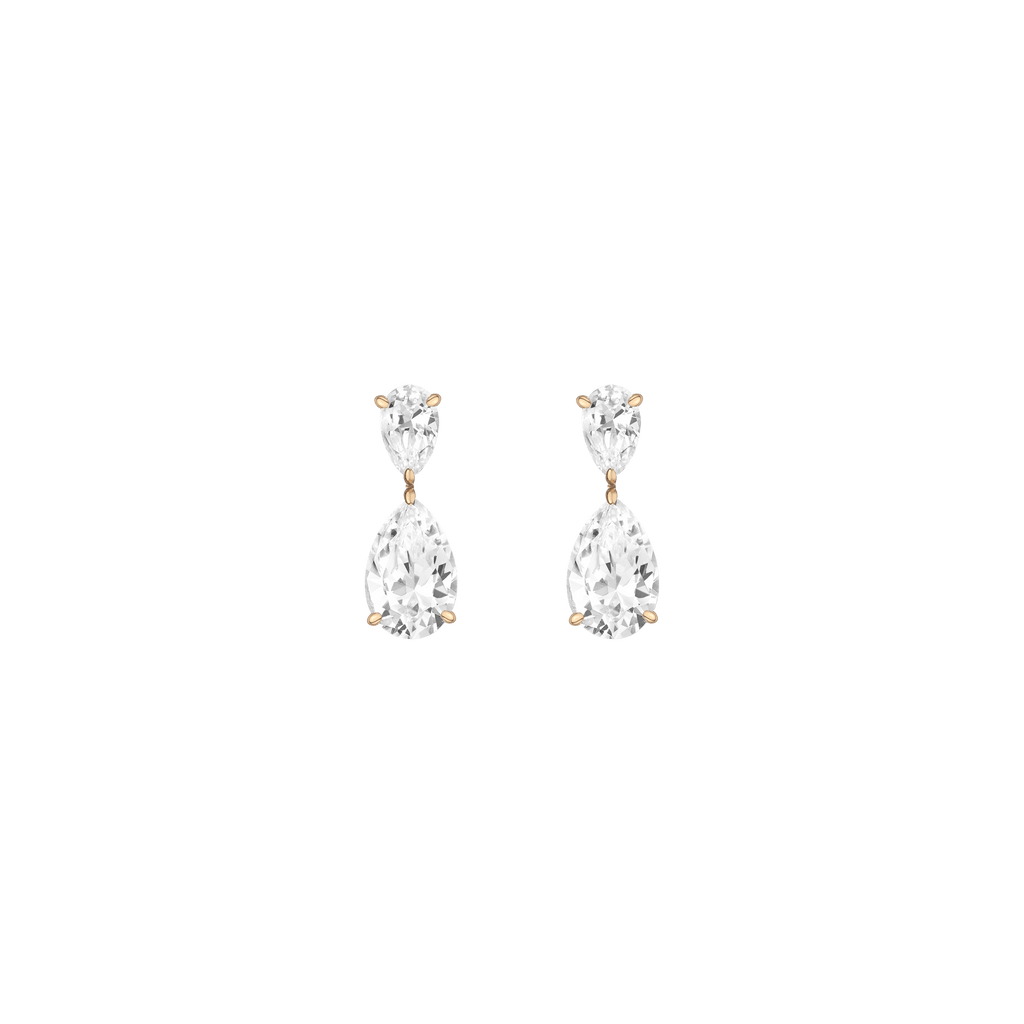 Lab Grown White Sapphire Pear Drop Earrings
