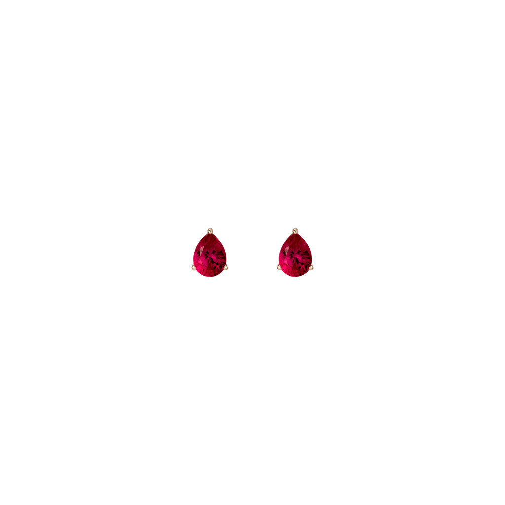 Pear Gemstone Solitaire Stud Earrings