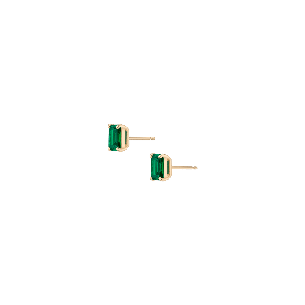 Emerald Gemstone Solitaire Stud Earrings