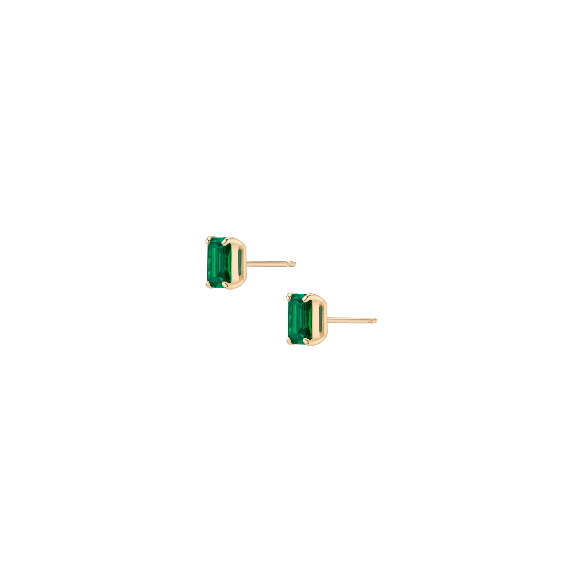 Emerald Gemstone Solitaire Stud Earrings