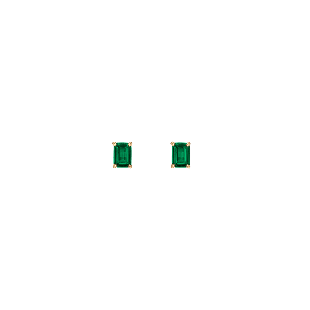 Emerald Gemstone Solitaire Stud Earrings