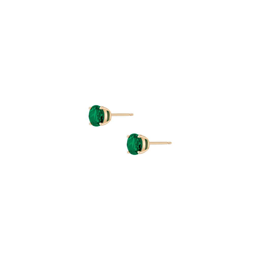 Round Gemstone Solitaire Stud Earrings