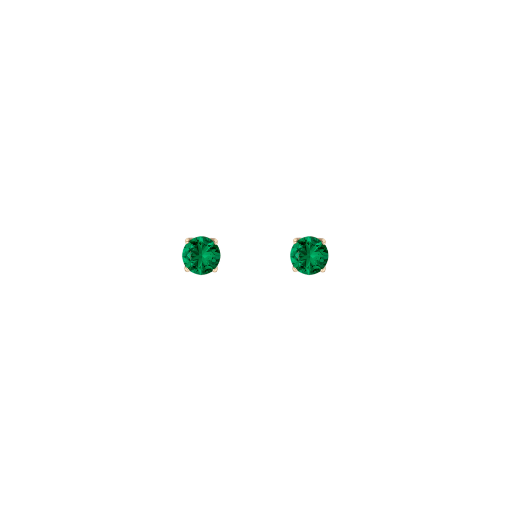 Round Gemstone Solitaire Stud Earrings