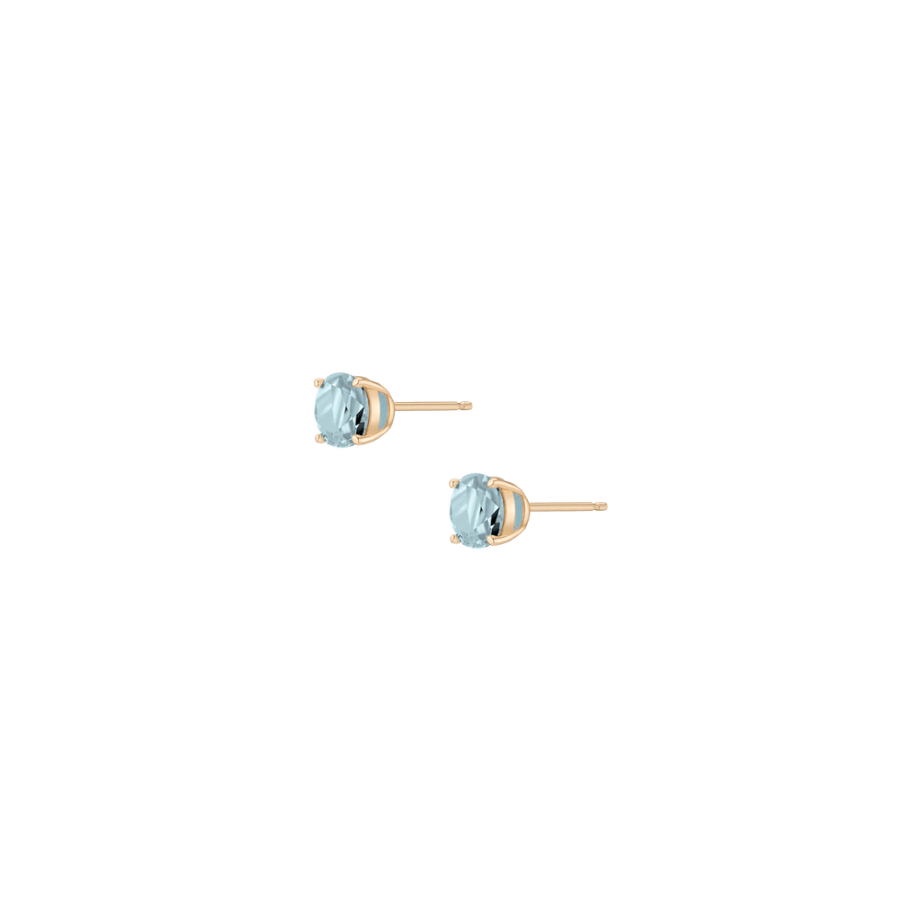 Round Gemstone Solitaire Stud Earrings