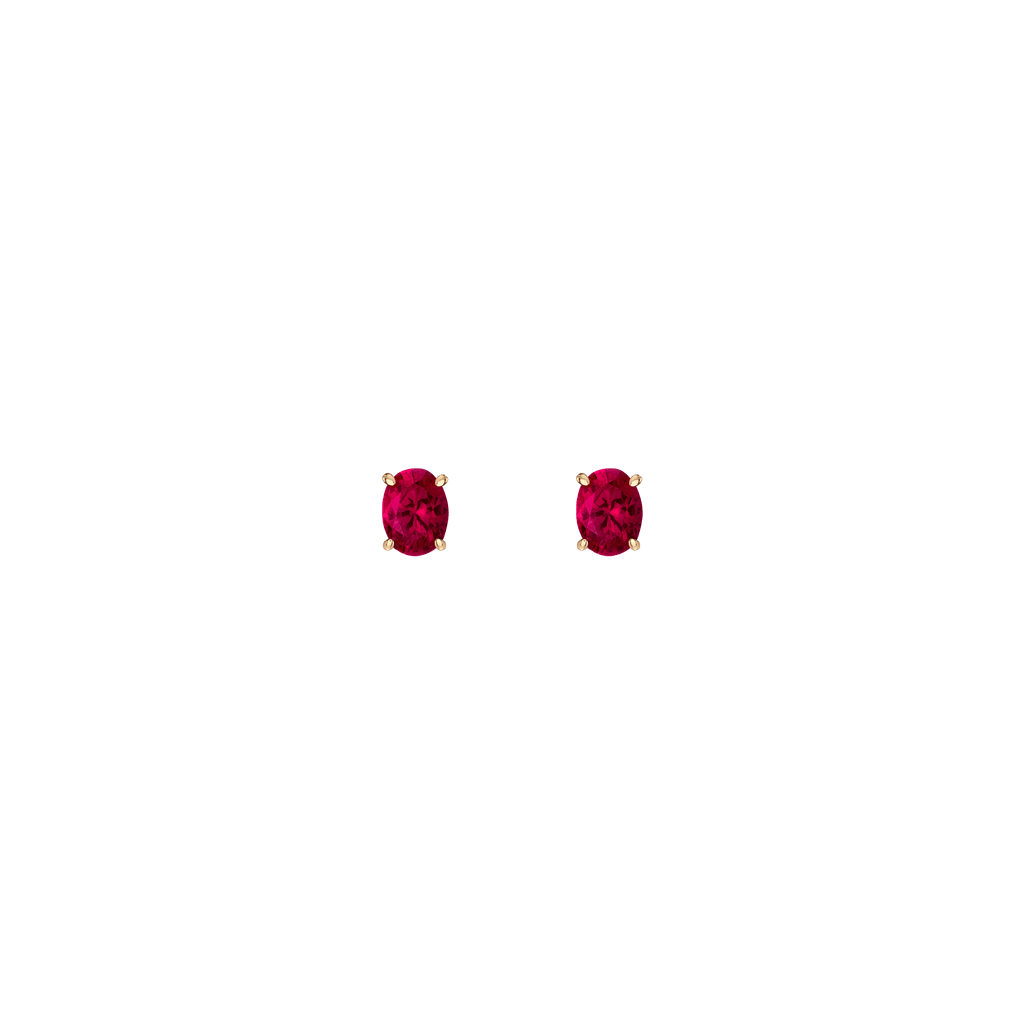 Oval Gemstone Solitaire Stud Earrings