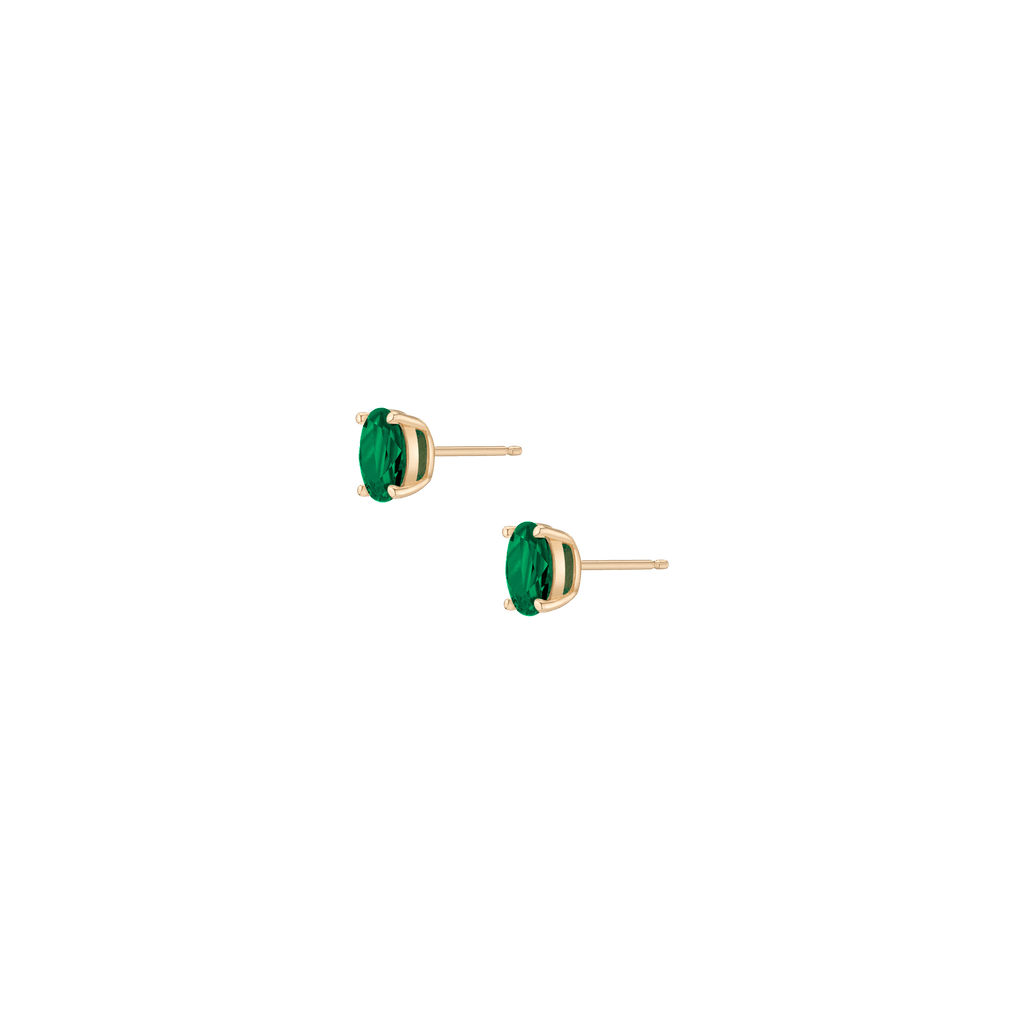 Oval Gemstone Solitaire Stud Earrings