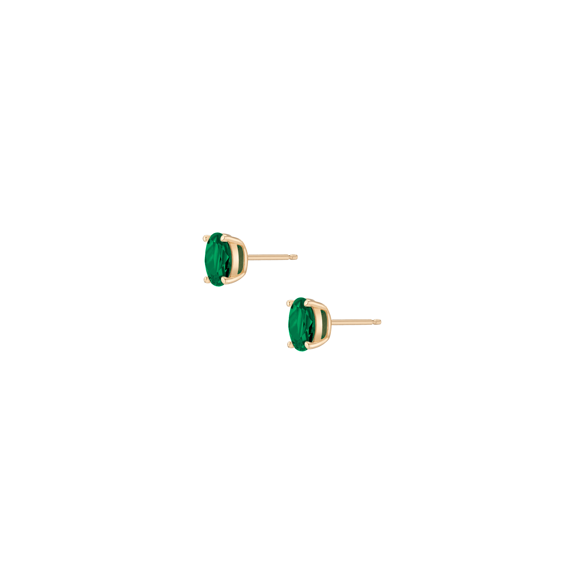 Oval Gemstone Solitaire Stud Earrings
