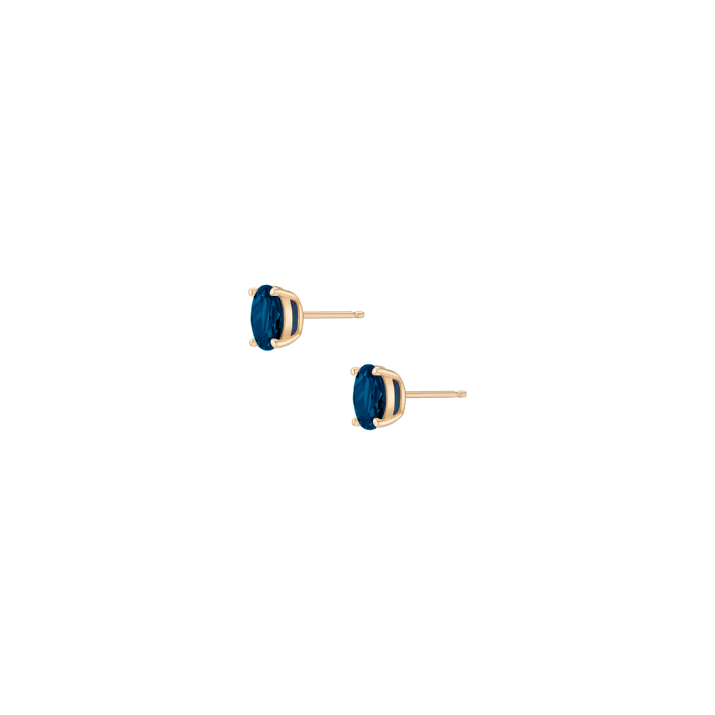 Oval Gemstone Solitaire Stud Earrings