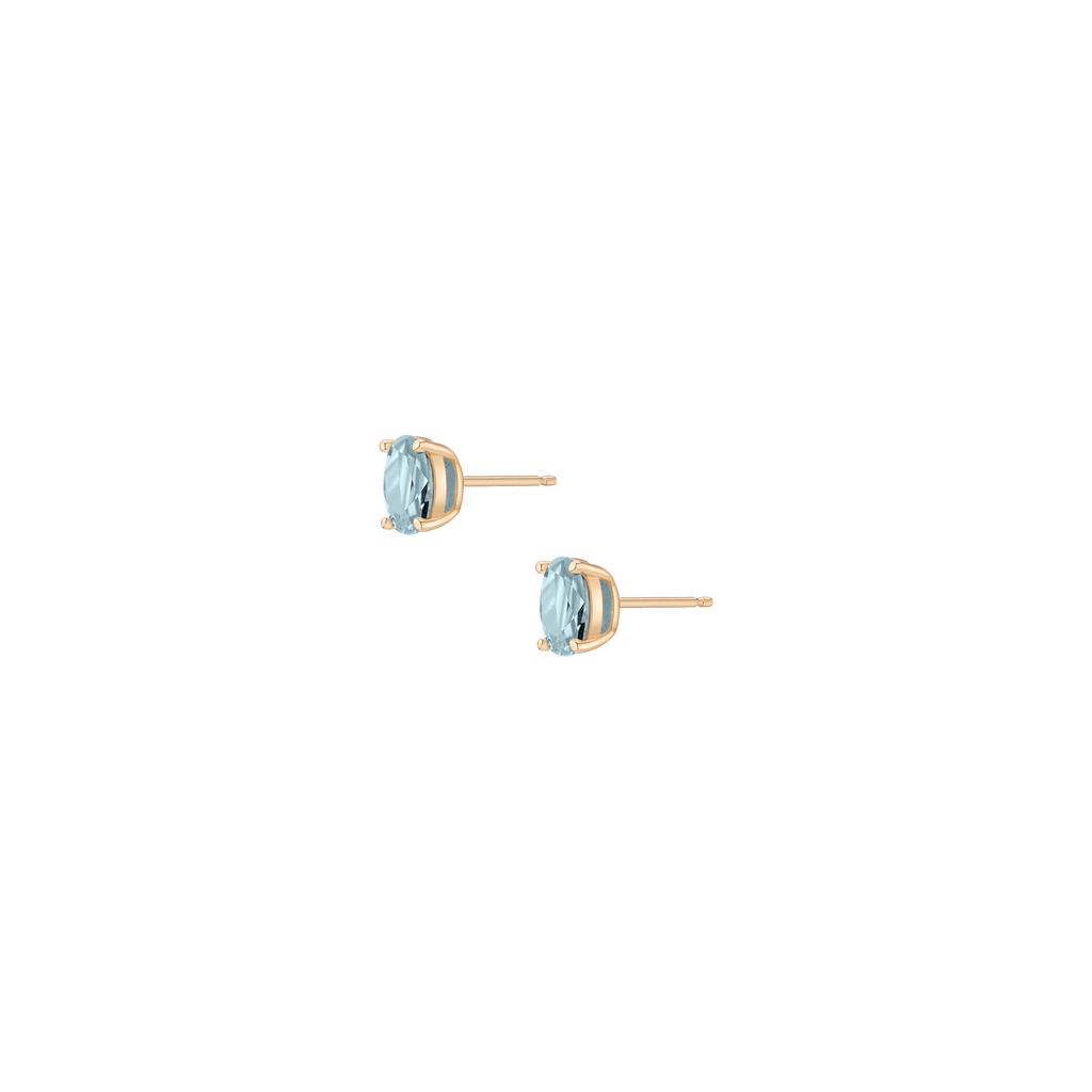 Oval Gemstone Solitaire Stud Earrings