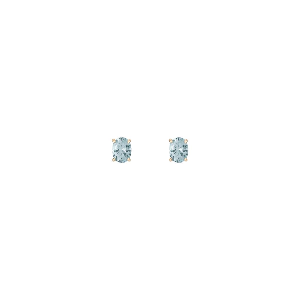 Oval Gemstone Solitaire Stud Earrings