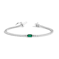 Lab Grown Diamond Tennis Bracelet with Emerald