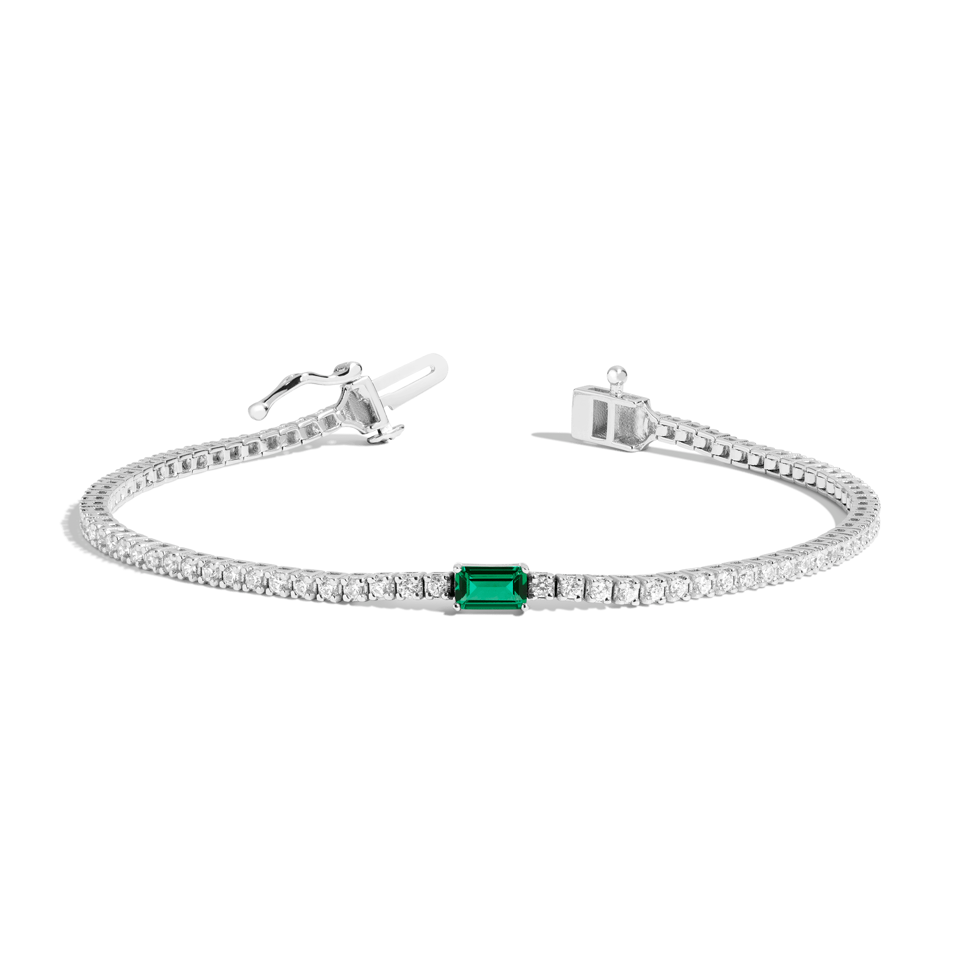Lab Grown Diamond Tennis Bracelet with Emerald