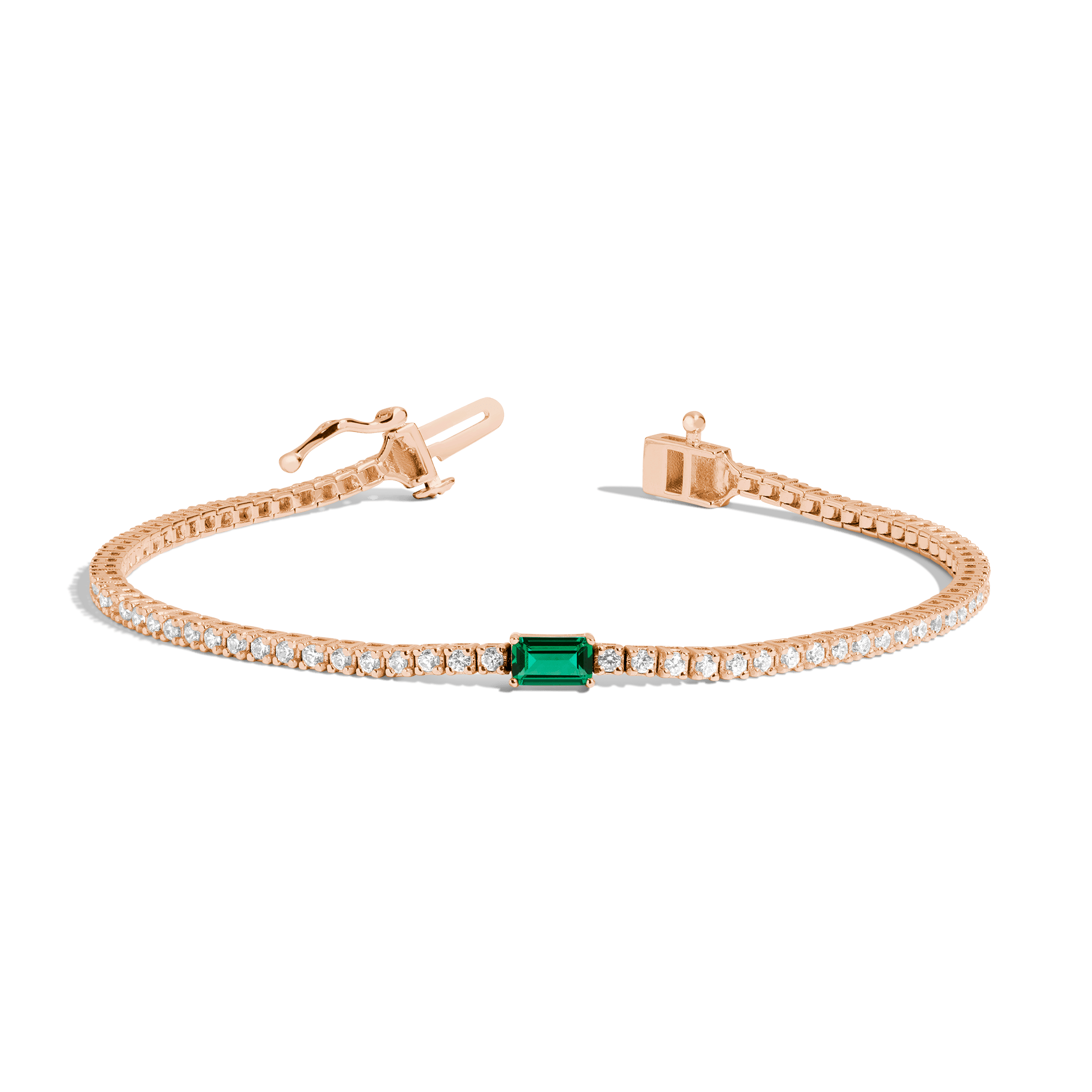 Lab Grown Diamond Tennis Bracelet with Emerald