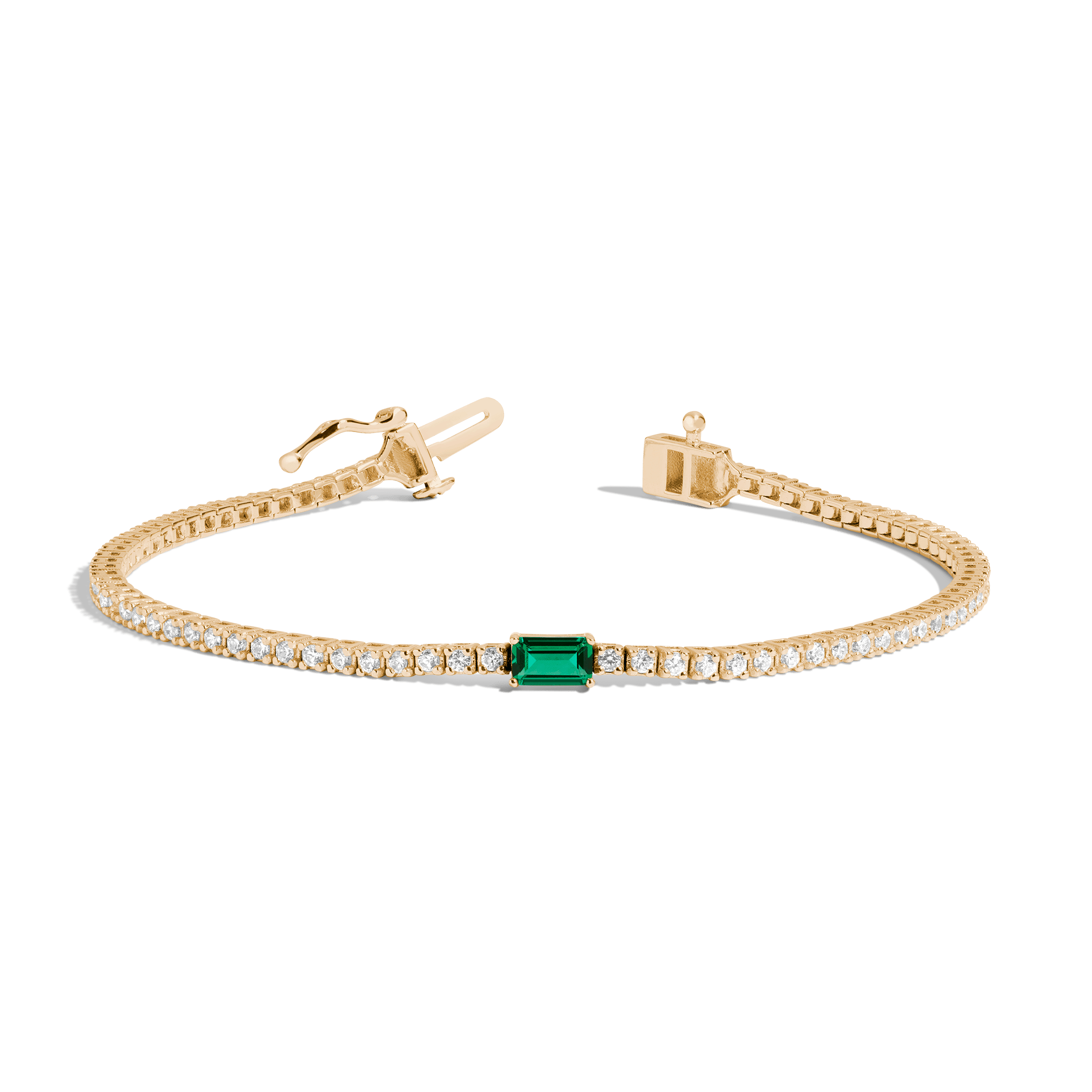 Lab Grown Diamond Tennis Bracelet with Emerald