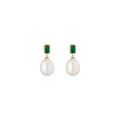 Lab Grown Emerald Heirloom Pearl Drop Earrings