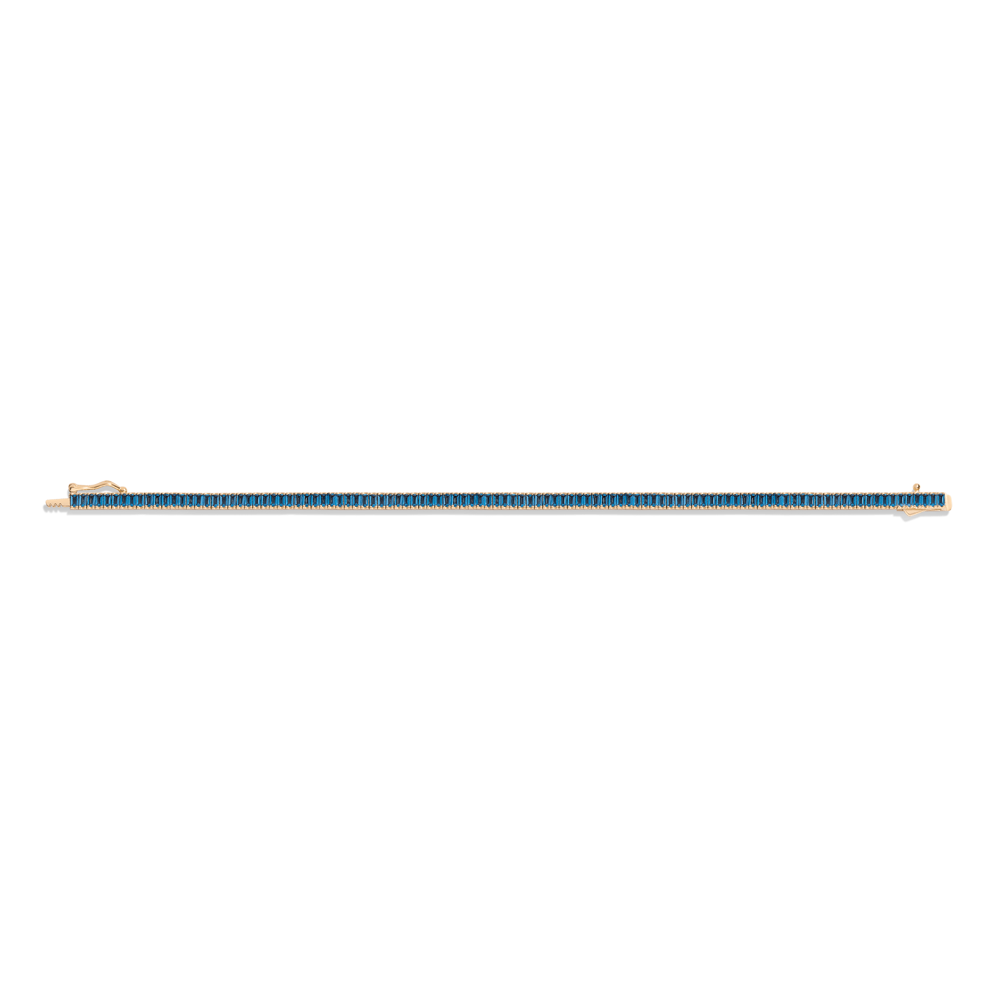 Lab Grown Blue Topaz Baguette Tennis Bracelet