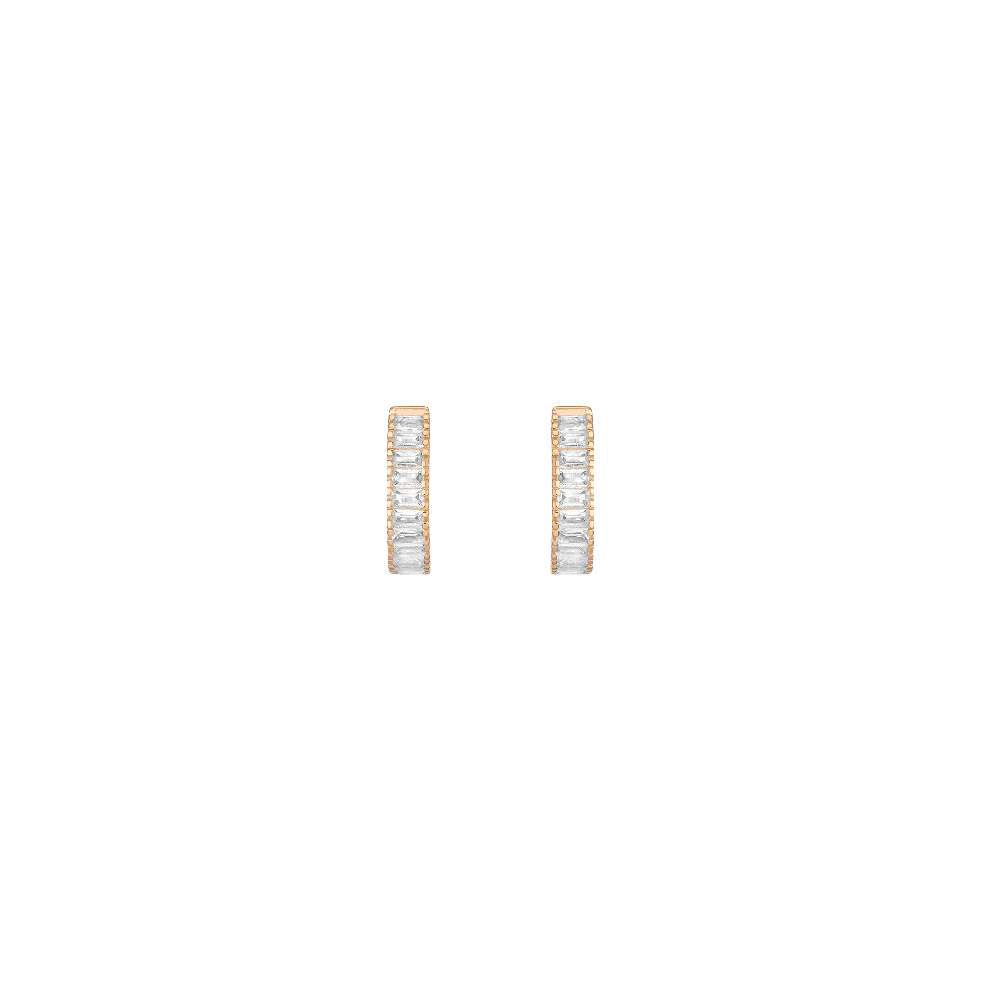 Lab Grown White Sapphire Baguette Huggie Earrings