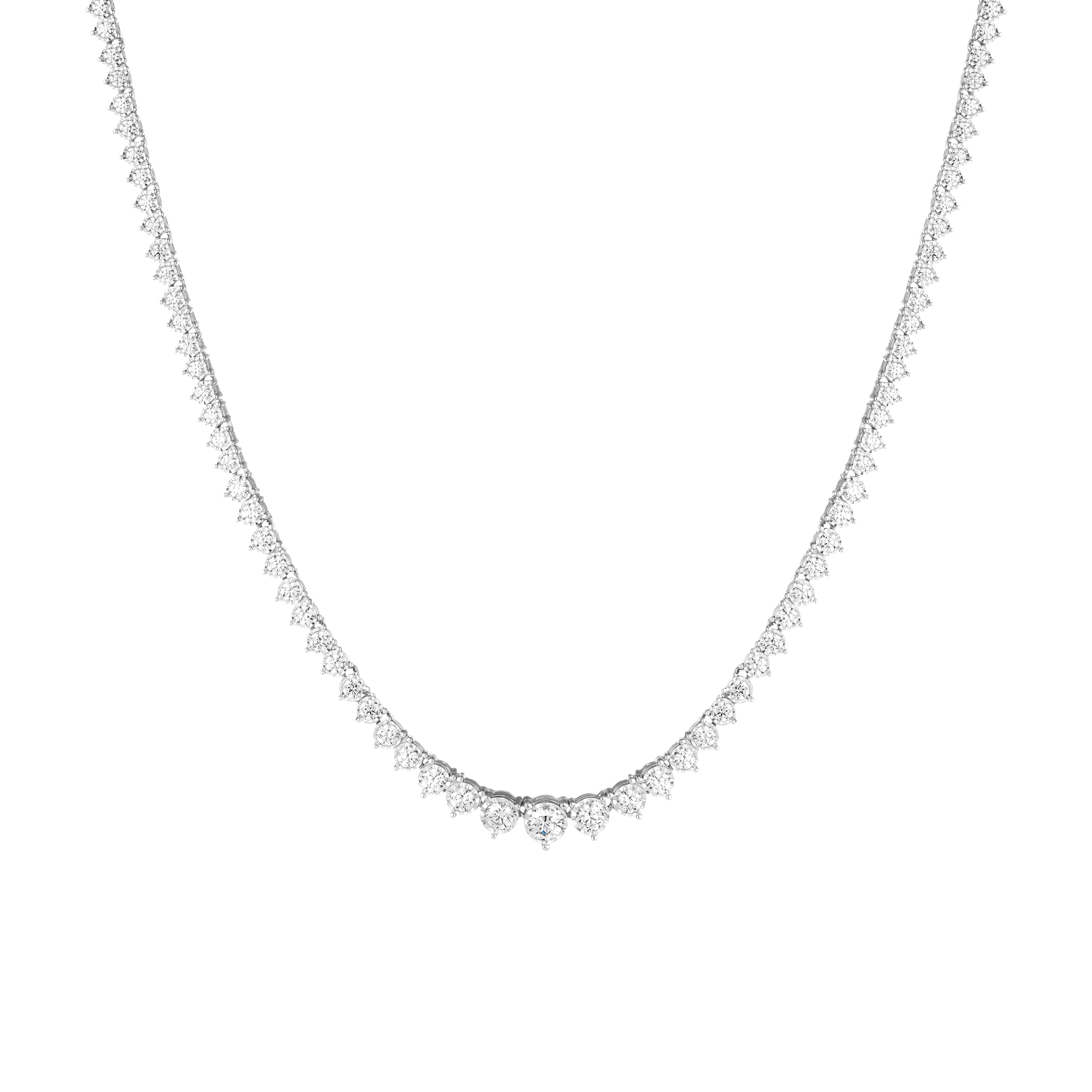 Three-Prong Graduated Tennis Necklace
