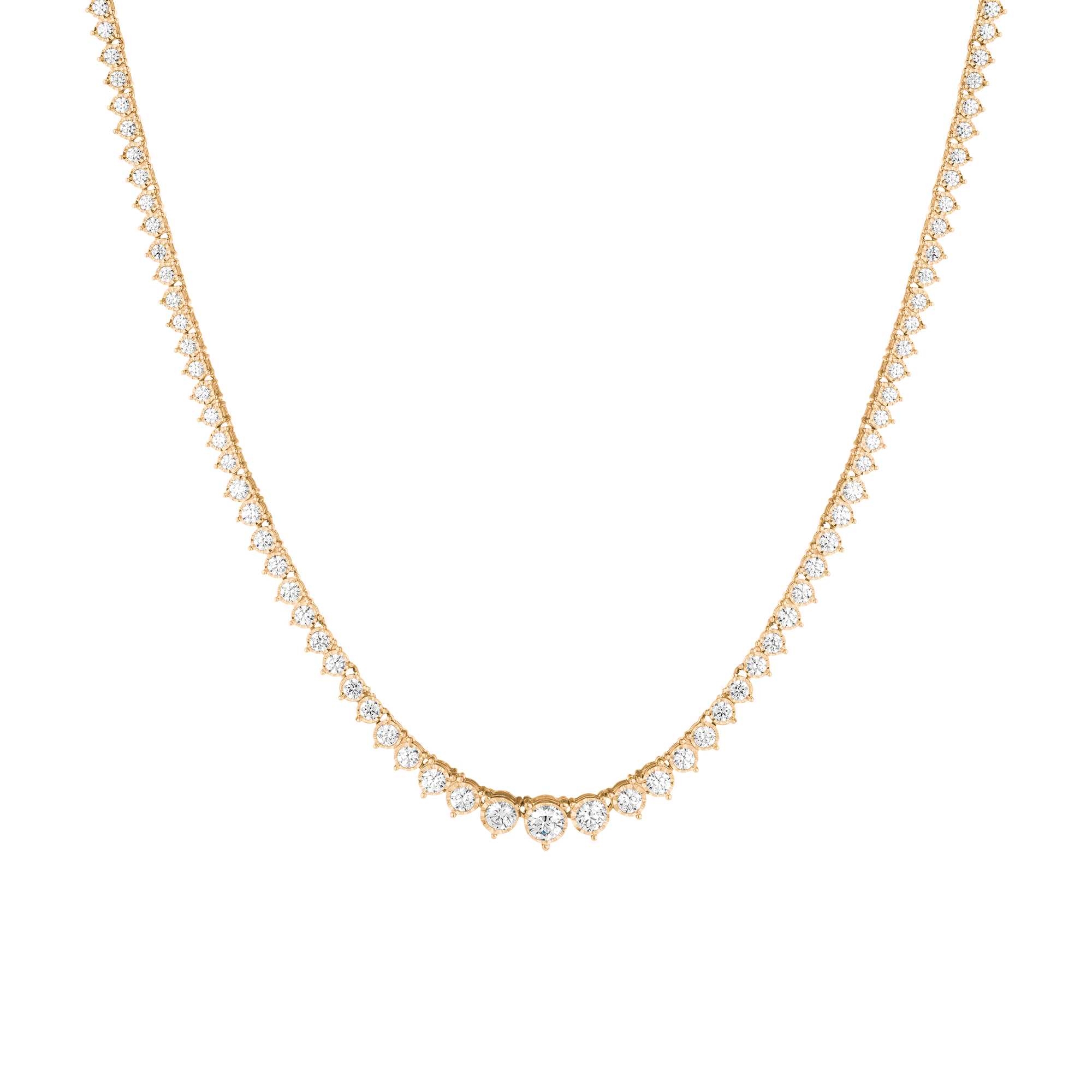Three-Prong Graduated Tennis Necklace