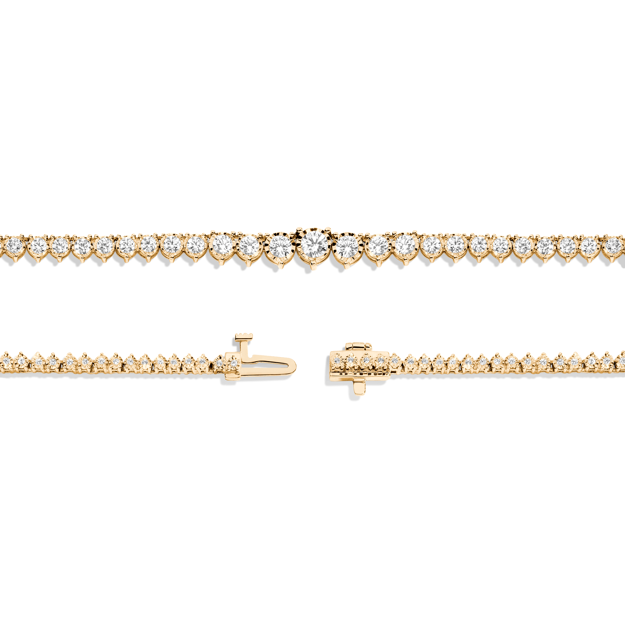 Three-Prong Graduated Tennis Necklace