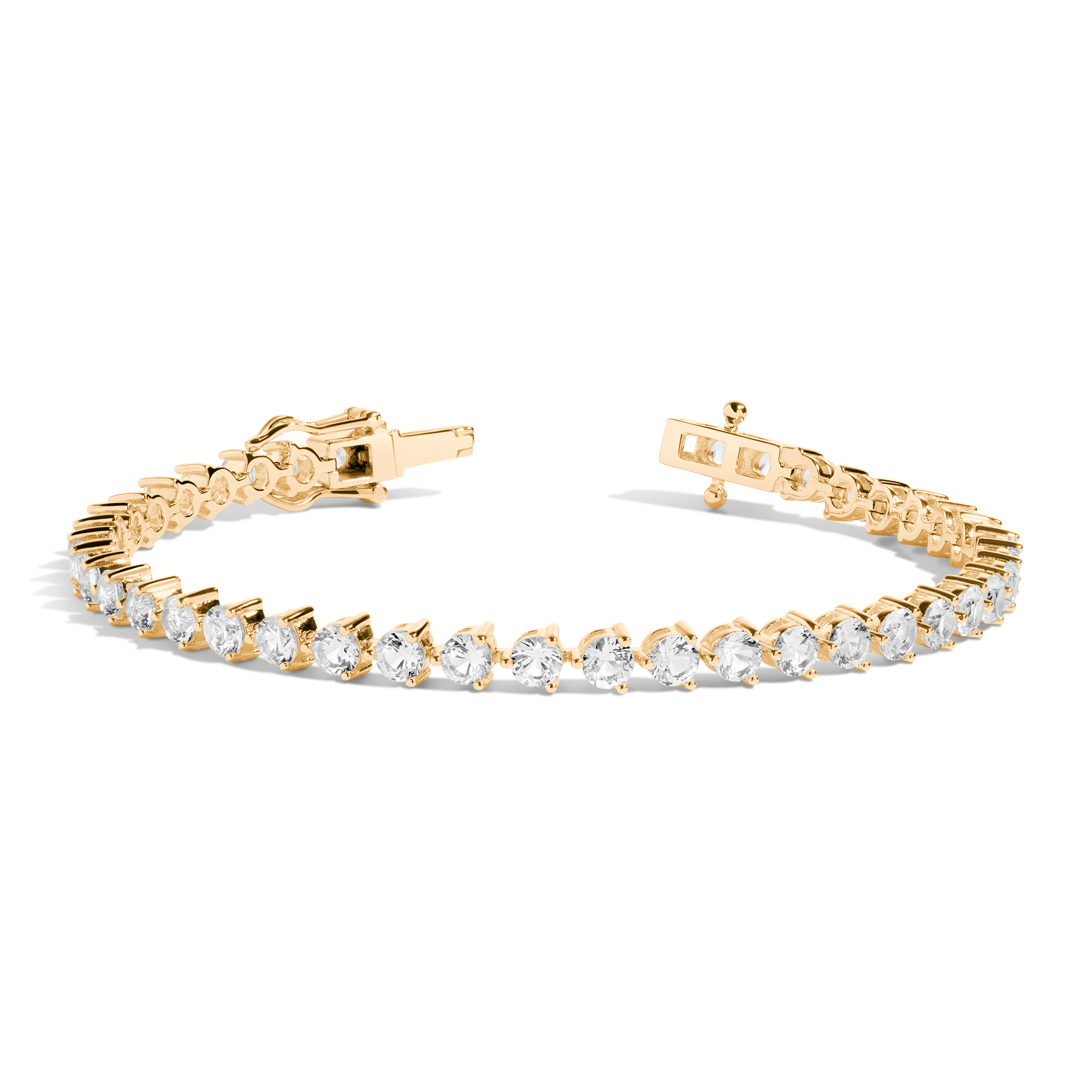 Lab Grown White Sapphire Three-Prong Tennis Bracelet