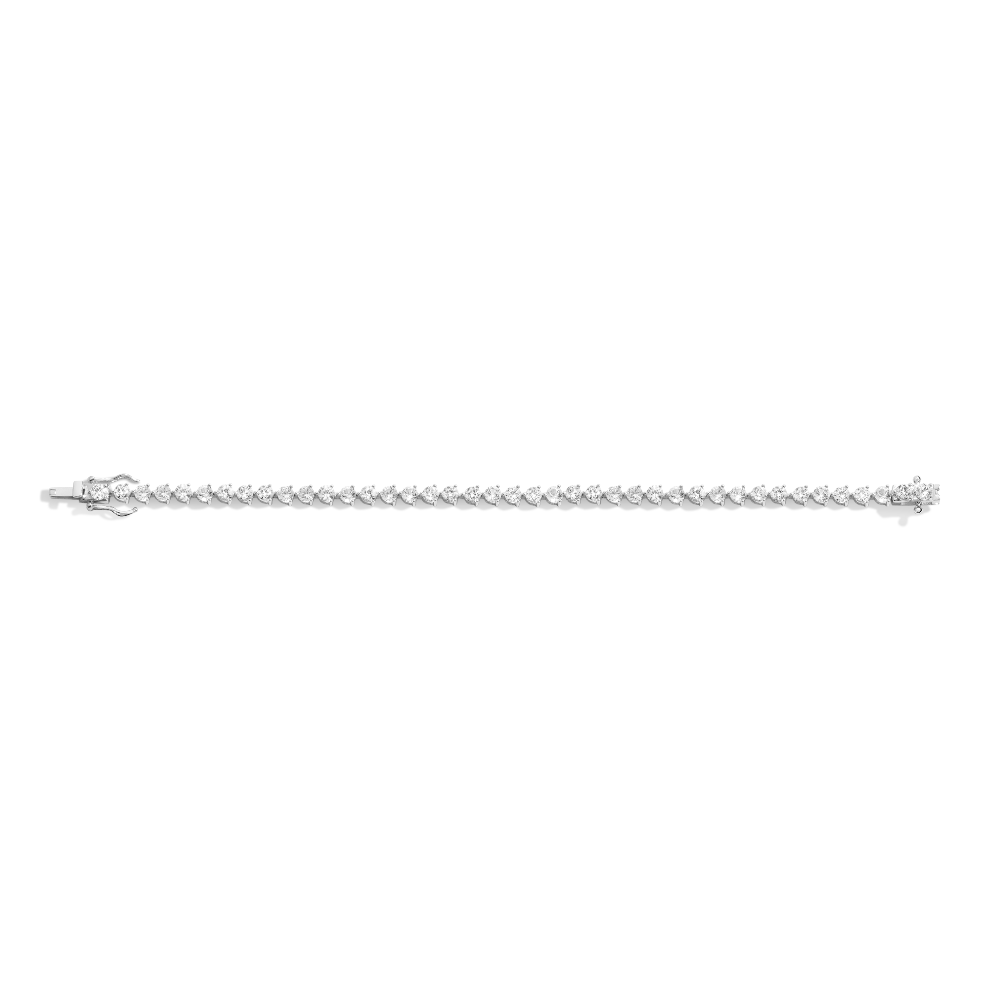 Lab Grown White Sapphire Three-Prong Tennis Bracelet