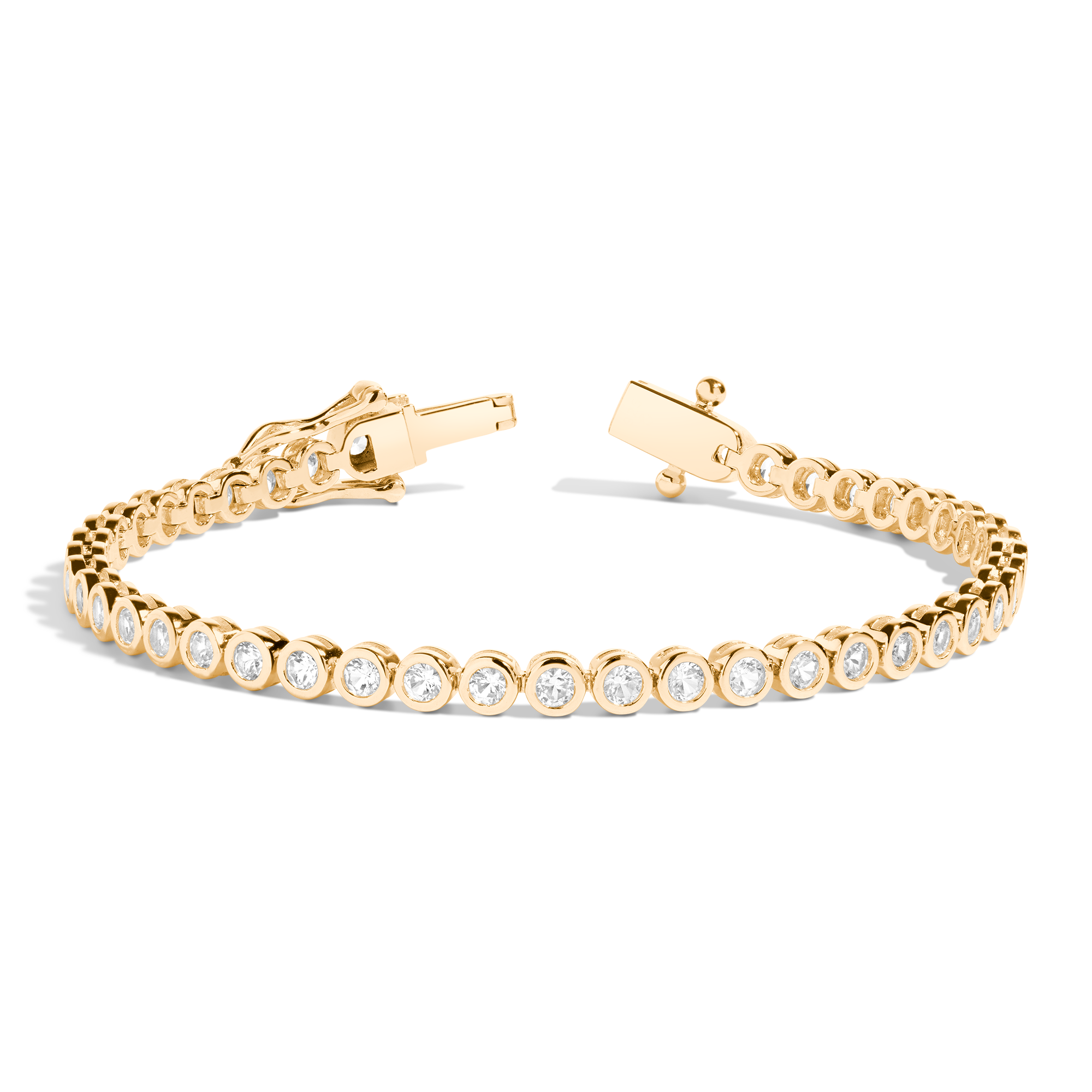 Lab Grown White Sapphire Bezel Tennis Bracelet
