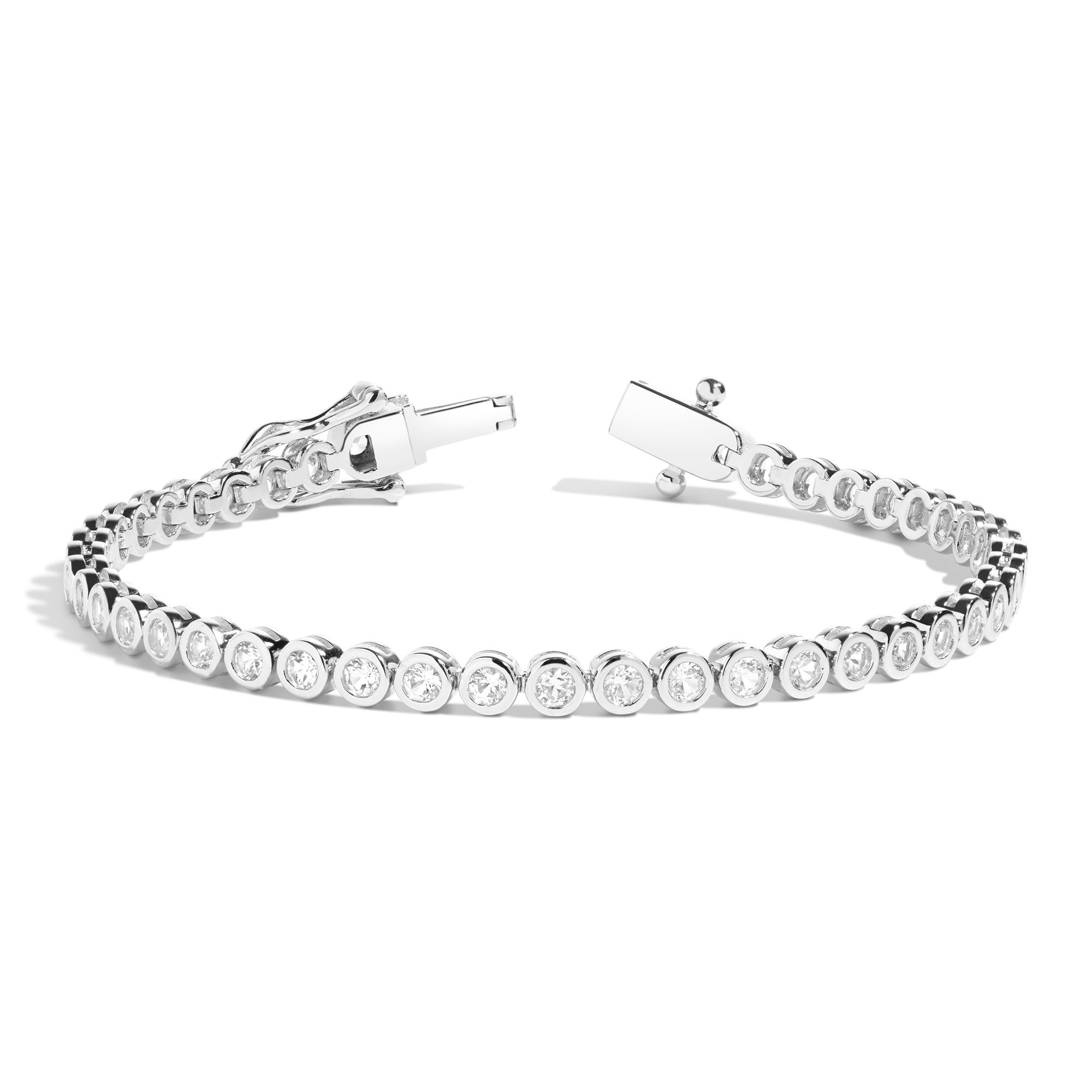Lab Grown White Sapphire Bezel Tennis Bracelet