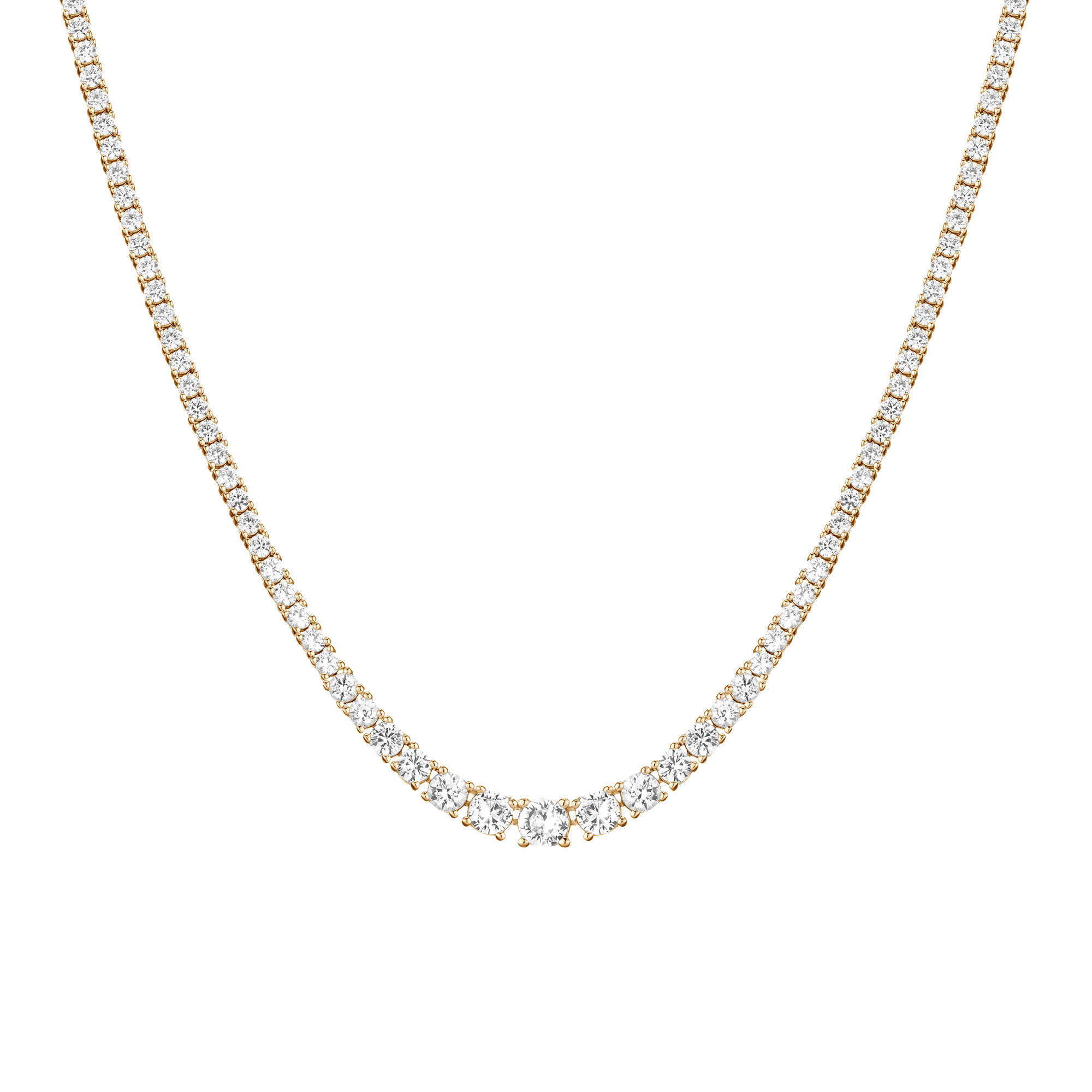 Lab Grown White Sapphire Graduated Modern Tennis Necklace