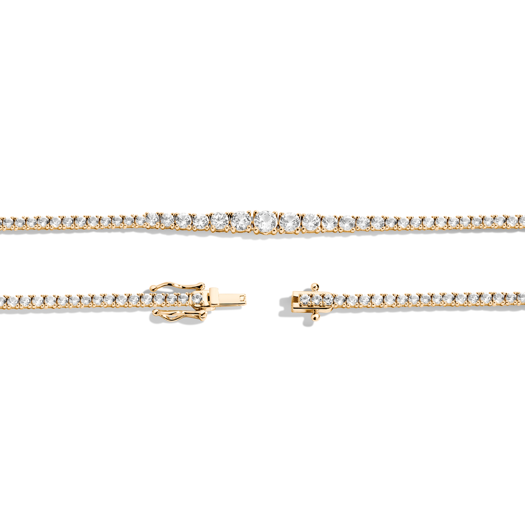 Lab Grown White Sapphire Graduated Modern Tennis Necklace